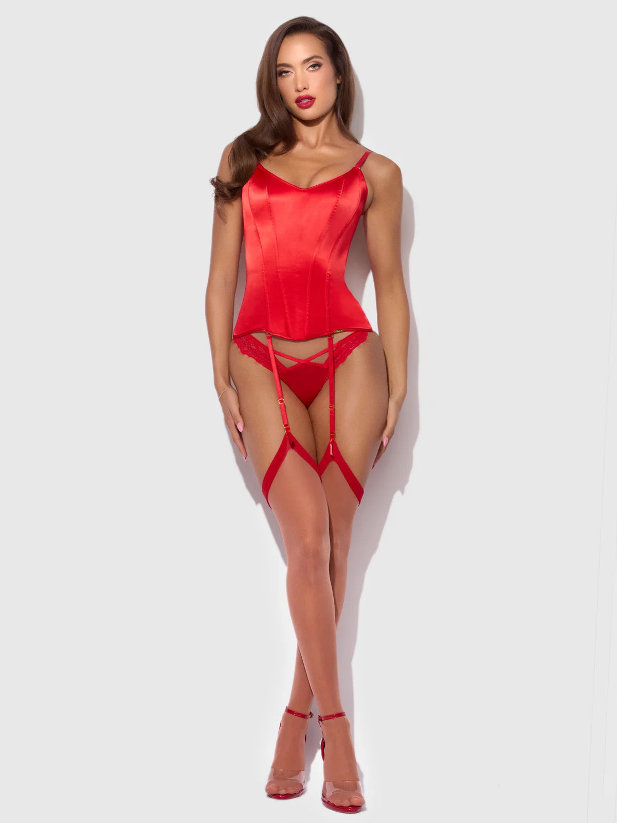 Iconic Full Boning Scoop Neck Corset in Crimson Red