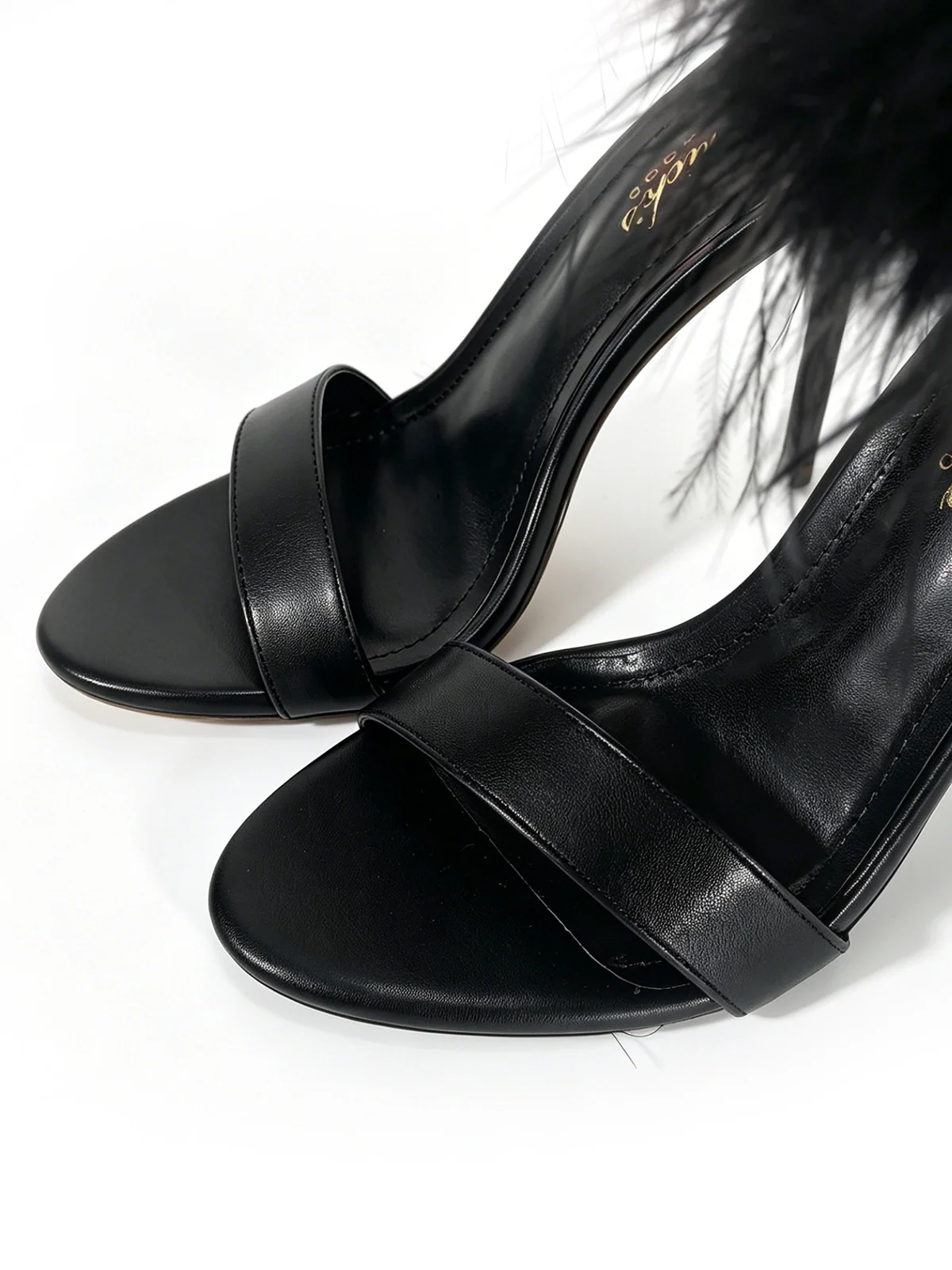Raquel Feather Stiletto Heel in Black