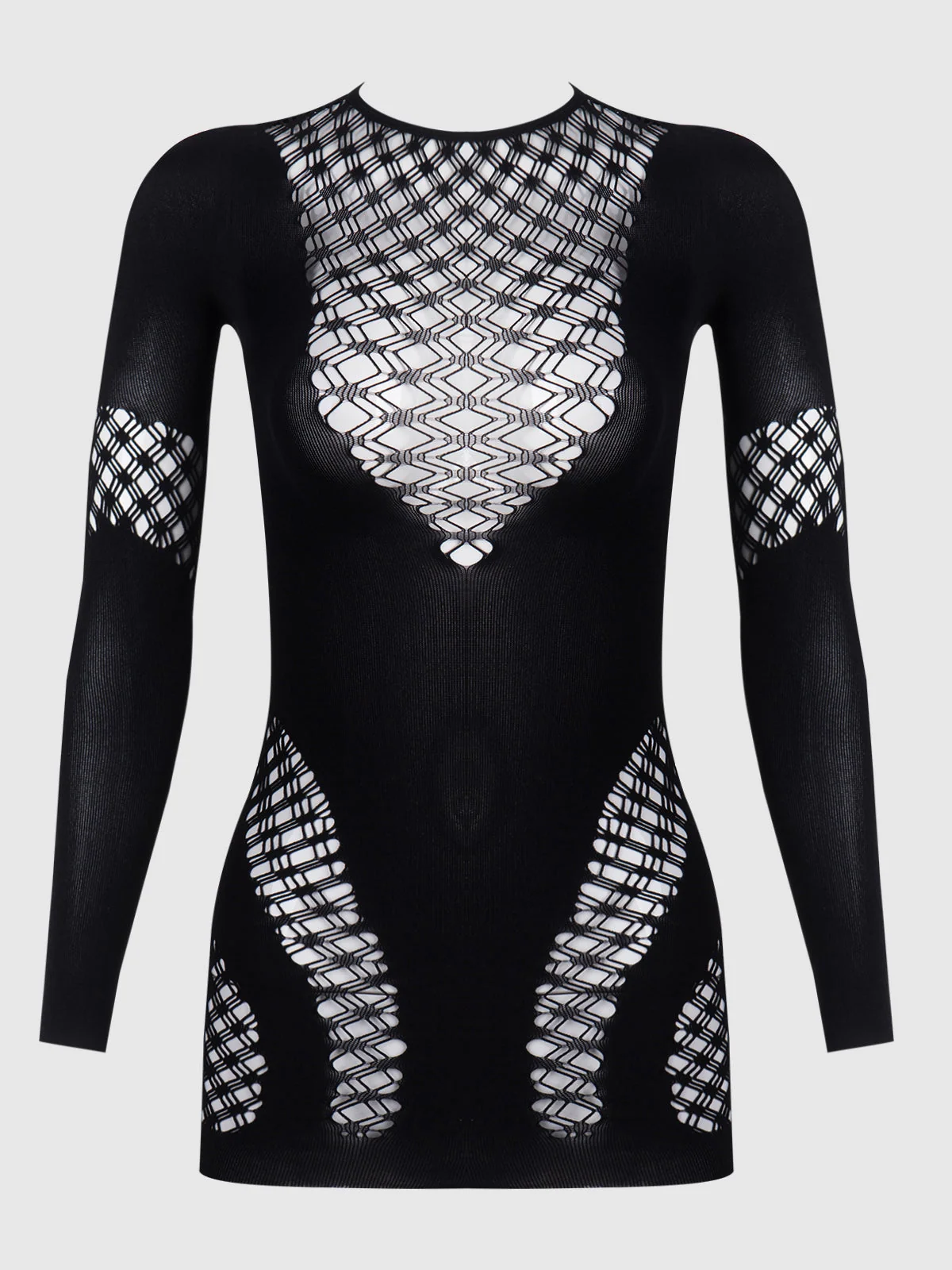 Long Sleeve Bodycon Bodystocking Dress with Mini Skirt
