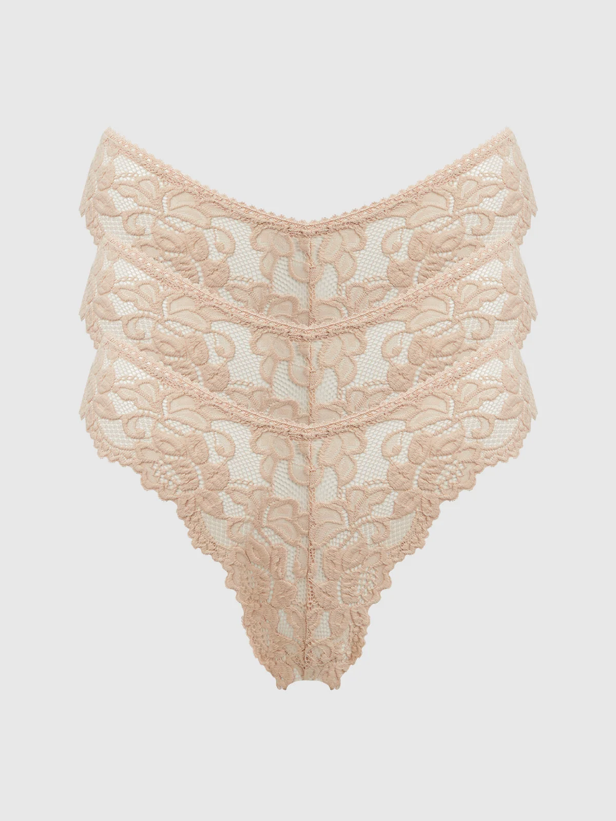 Jessica Lace Tanga 3 Pack in Nude