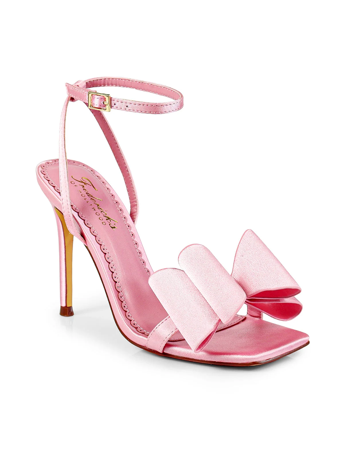 Julienne Bow Heel in Pink Open-Toe Stiletto
