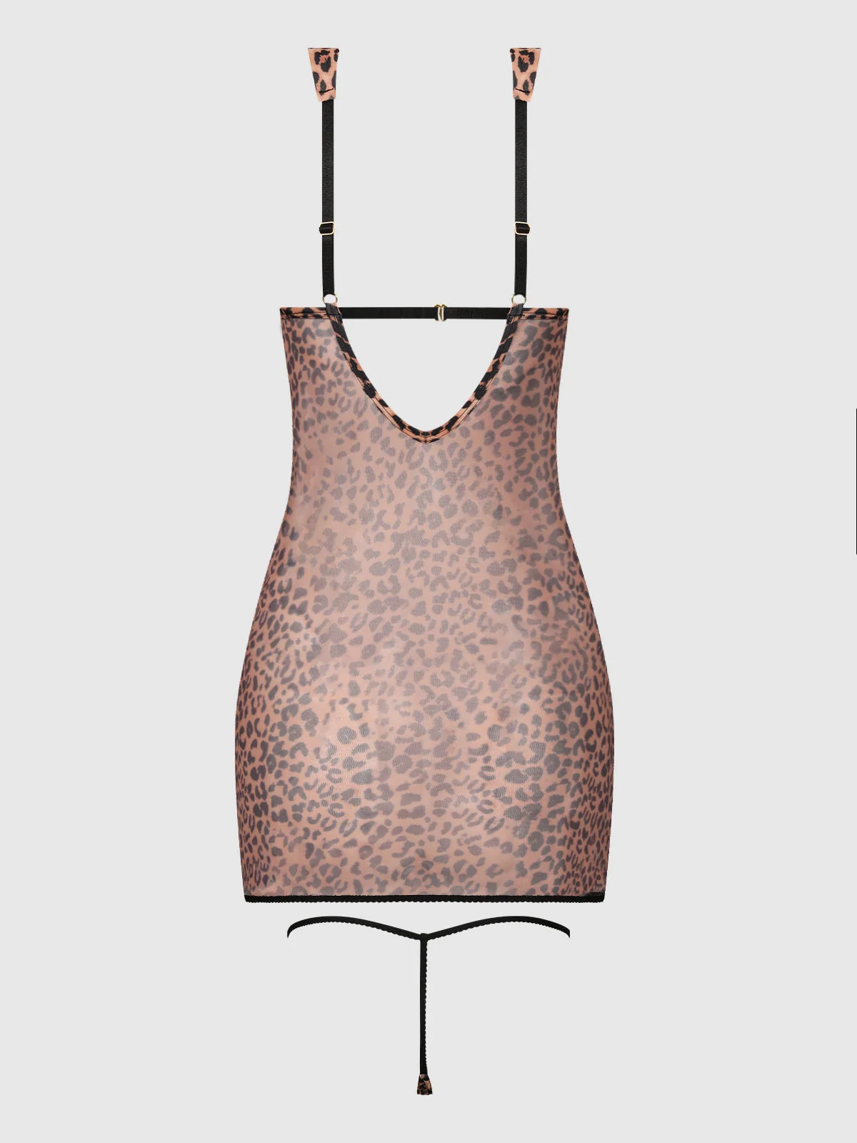 Kaia Leopard Mesh Underwire Chemise & G-String Set