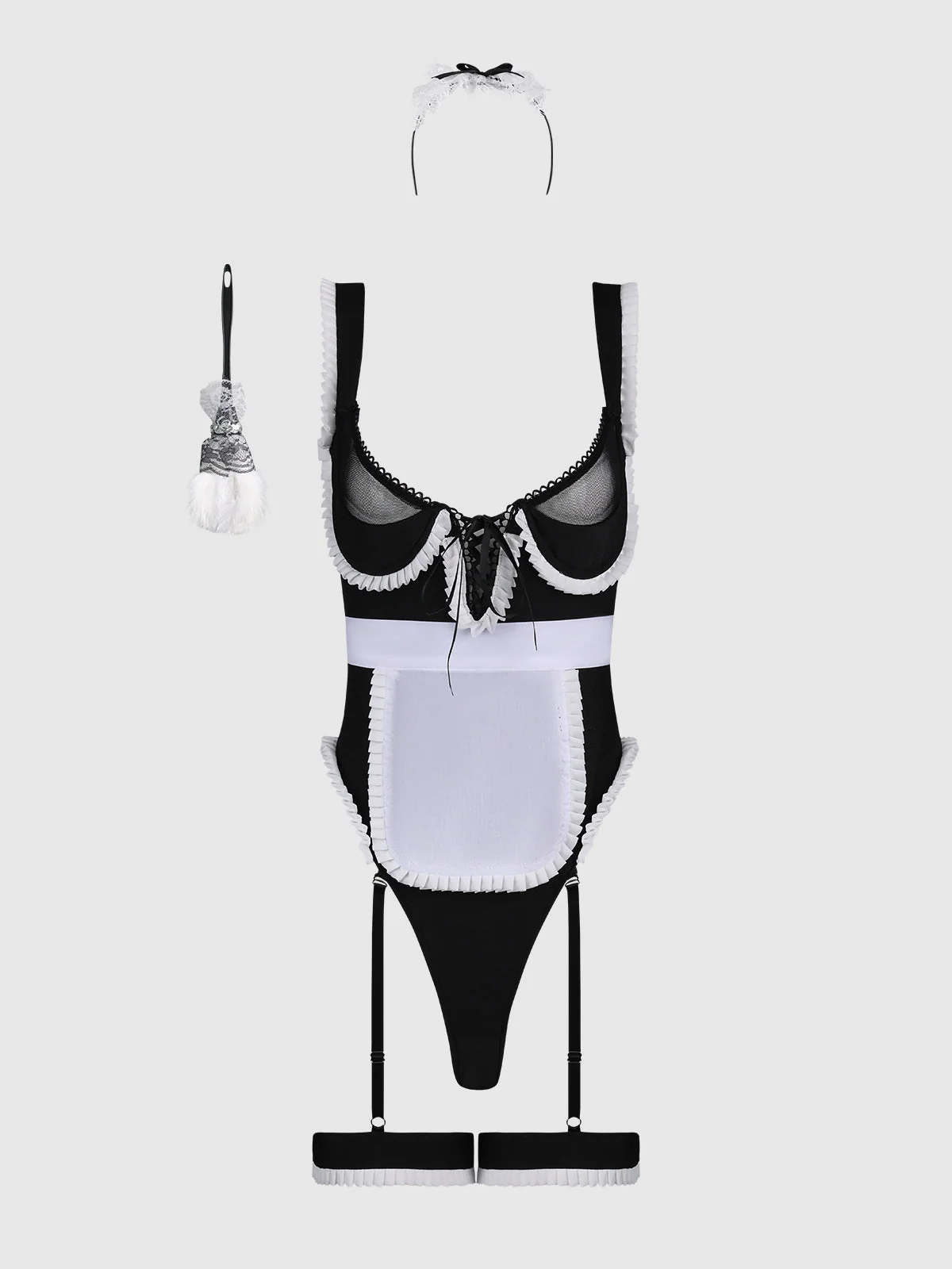 Maid Teddy, Apron, Headpiece & Duster Set