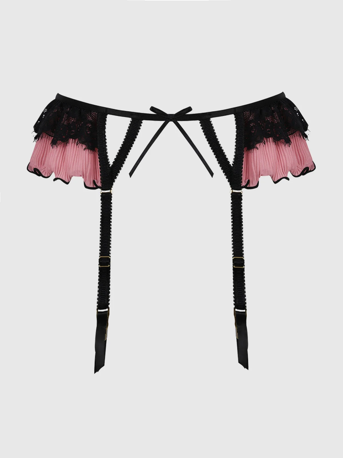 Esme Lace & Pleated Chiffon Garter Belt