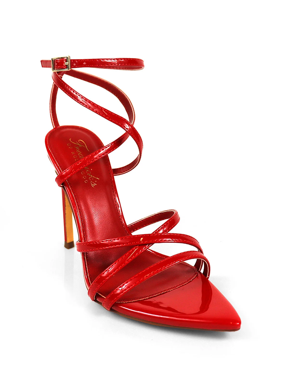 Lidia Stiletto Heel Pointed-Toe Strappy Design in Red