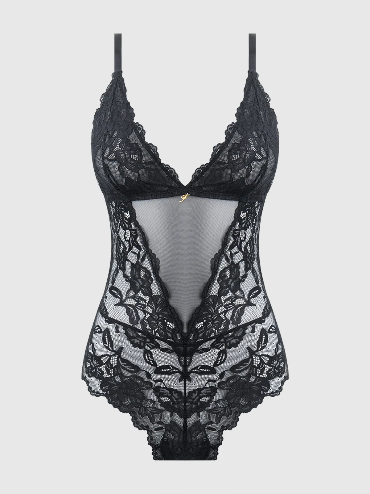 Mabel Wireless Teddy in Black Lace and Mesh