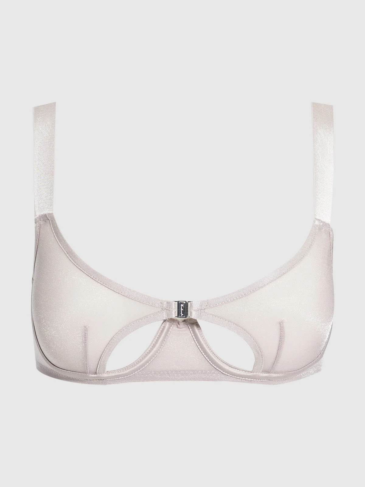 Pia Unlined Cutout Mesh Bra in Silver Grey