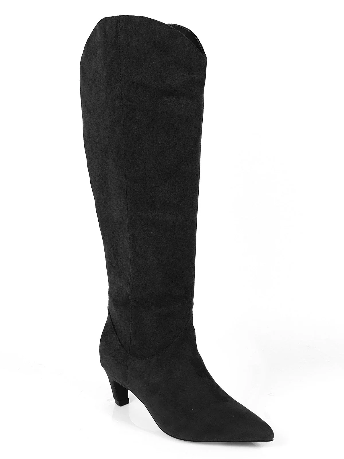 Shirley Cowboy Boots in Black Suede with Kitten Heel
