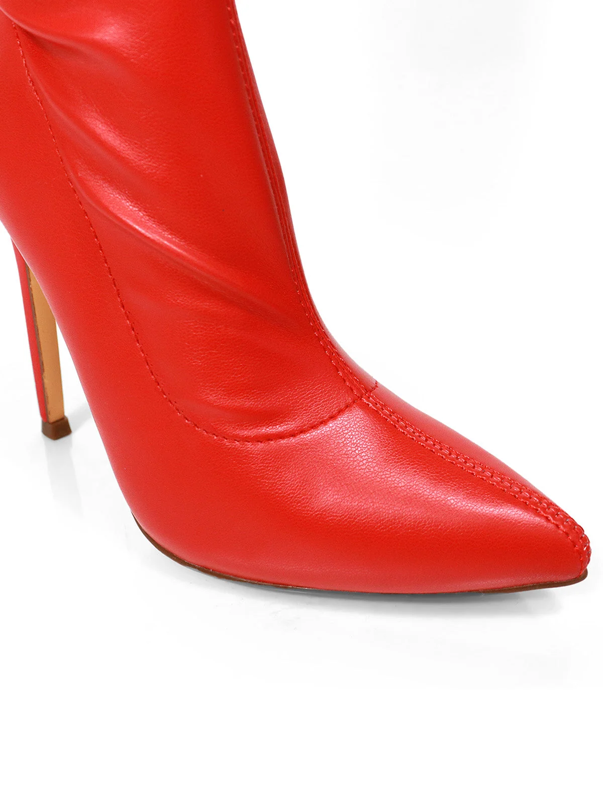 Gisele Stretchy Overknee Heeled Boots in Red PU