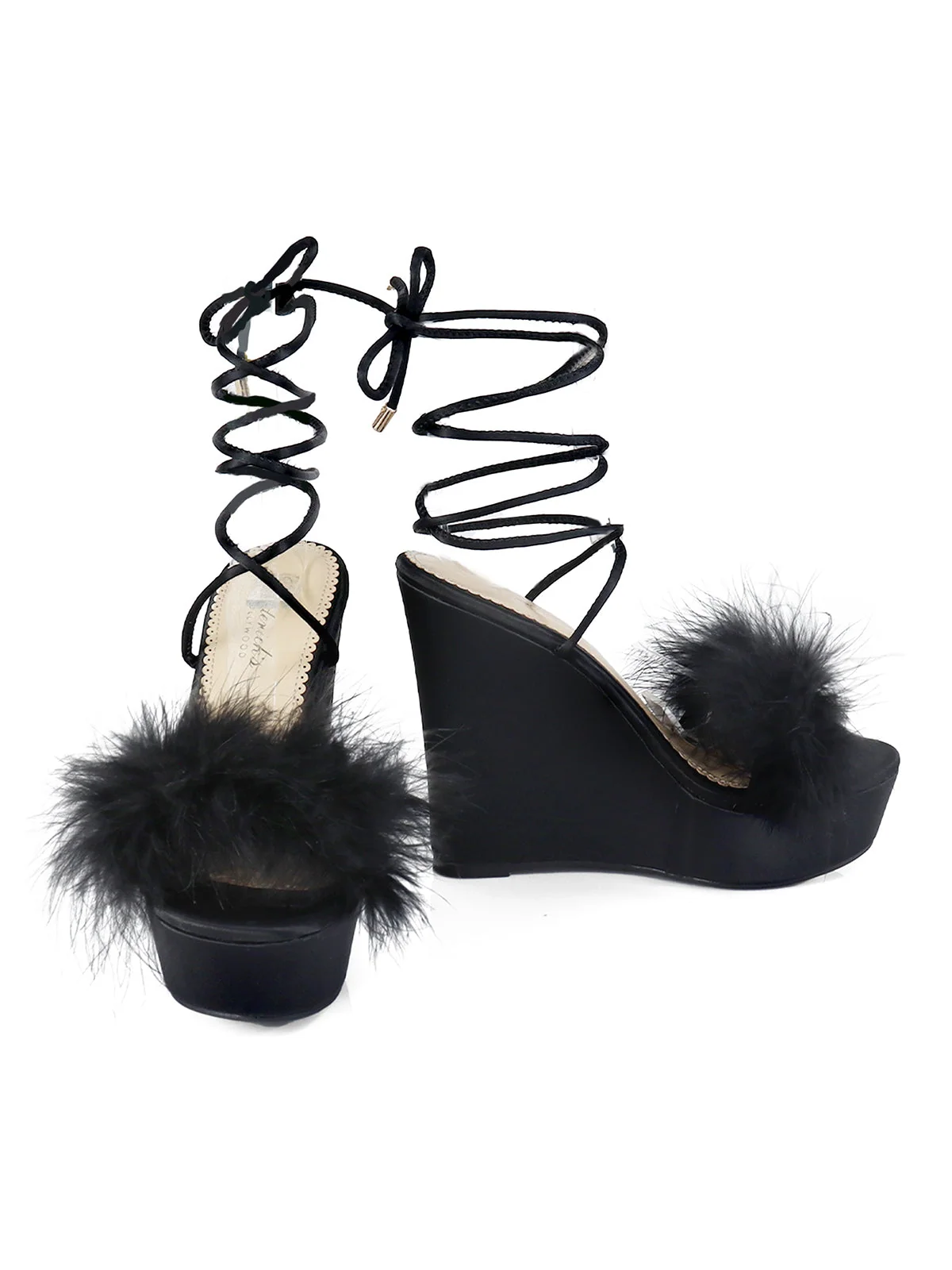 Adriana Feather Wedge in Black