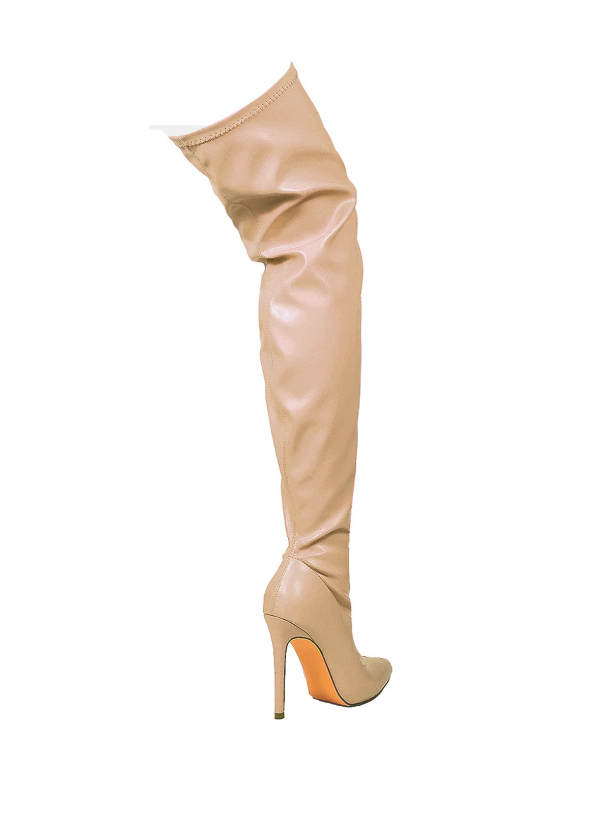 Gisele Stretchy Overknee Heeled Boots in Nude