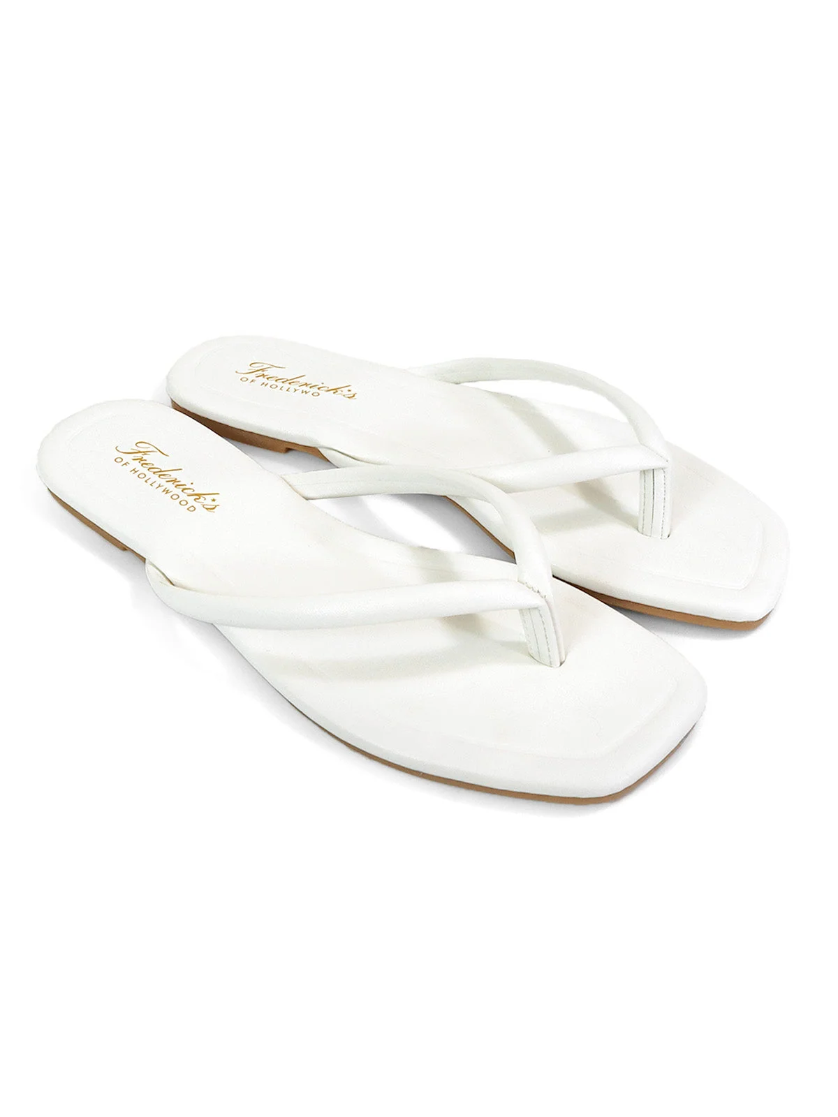 Tallulah Thong Flat Sandal with Square Toe in White