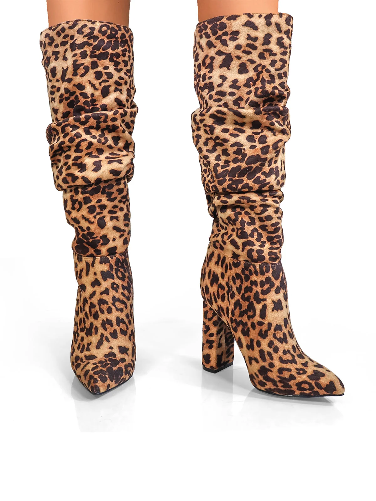Leanne Slouchy Boots in Leopard Print