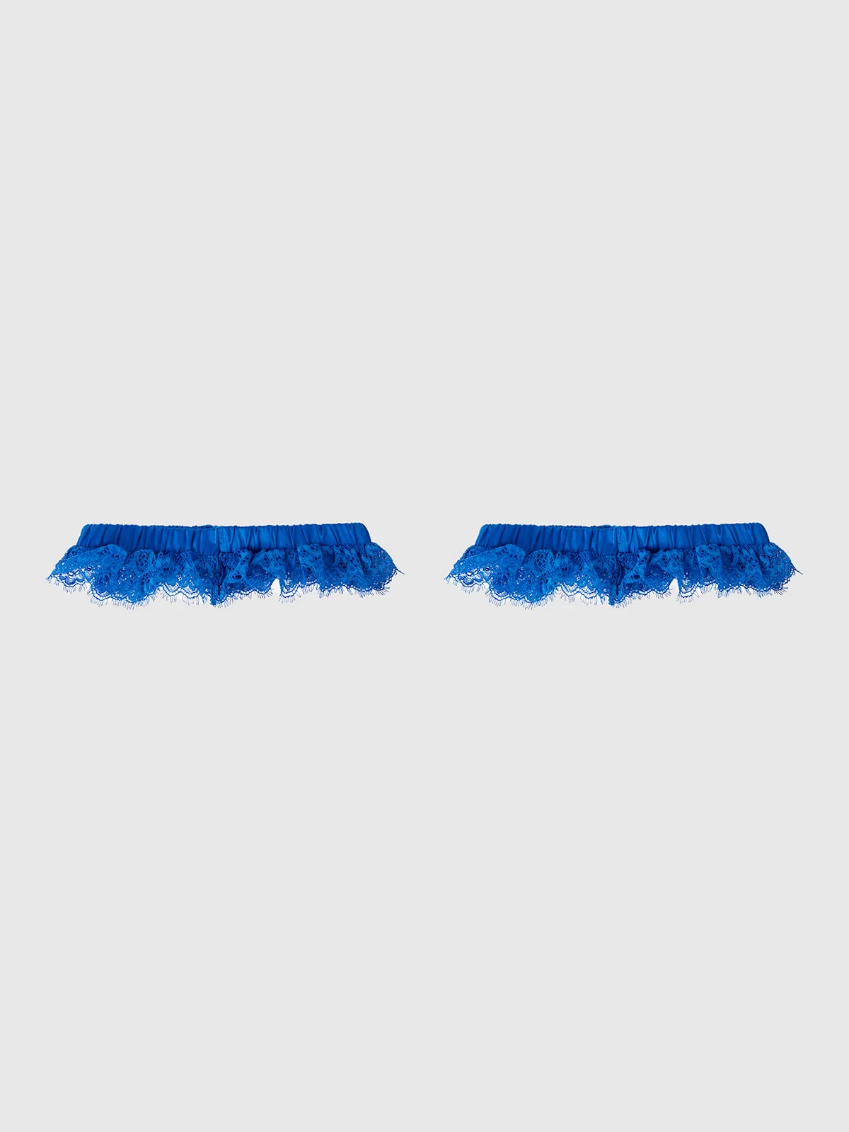 Adelaide Satin & Lace Thigh Garters in Cobalt Blue