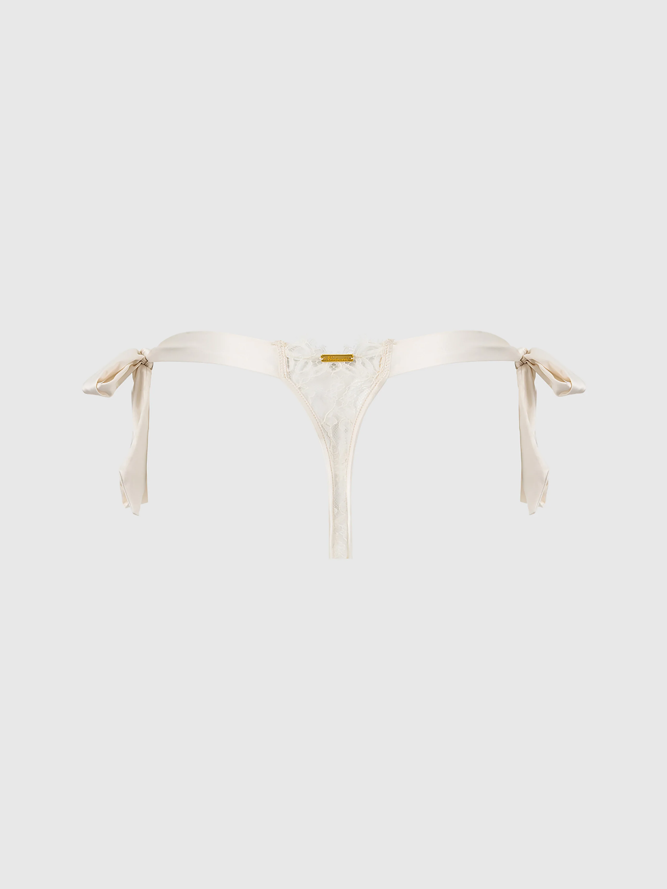Rosalind Lace & Satin Crotchless Tie Side Thong
