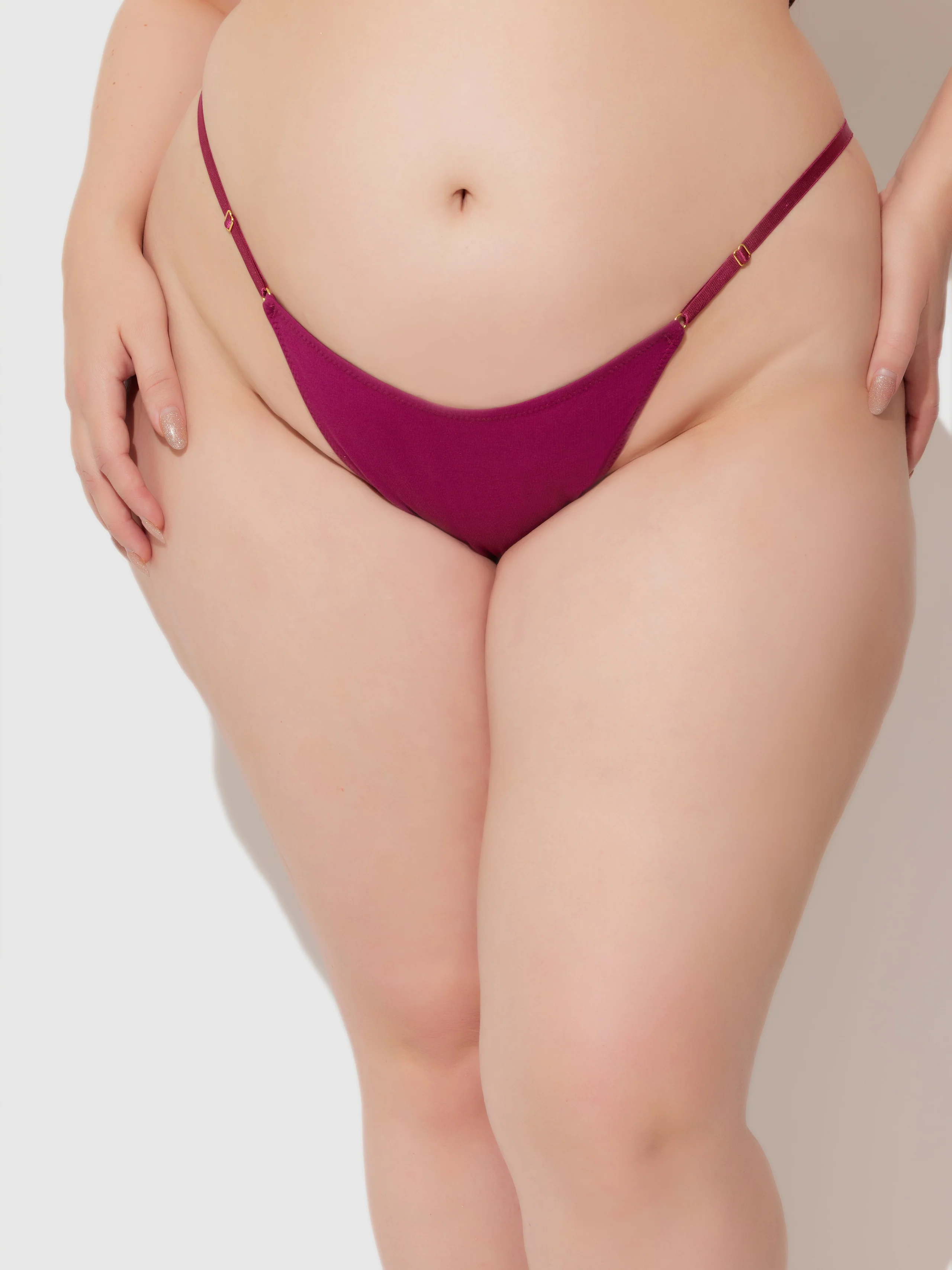 Bailey Stretch Cotton Thong in Plum Purple